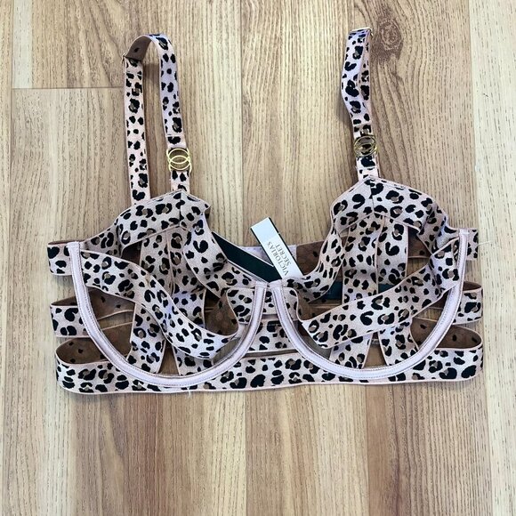Victoria Secret Animal Print Sexy Unlined Demi Strappy Open Cutout Bra Sz 34D - Picture 3 of 7